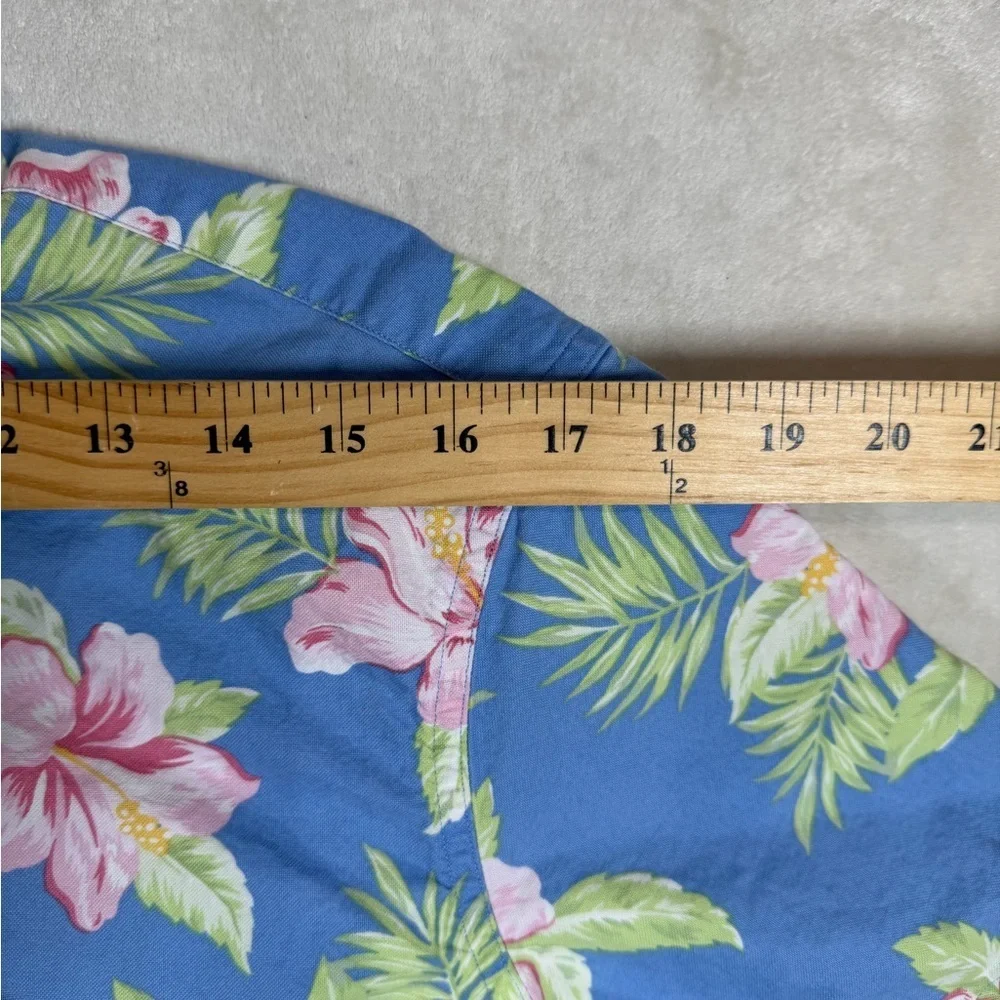 Polo Ralph Lauren Medium Popover All Over Print Floral Blue Tropical Shirt